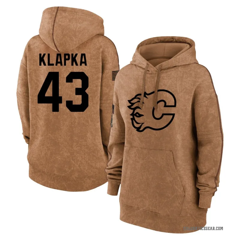 Adam Klapka Women's Brown Calgary Flames 2023 Salute to Service Pullover Hoodie