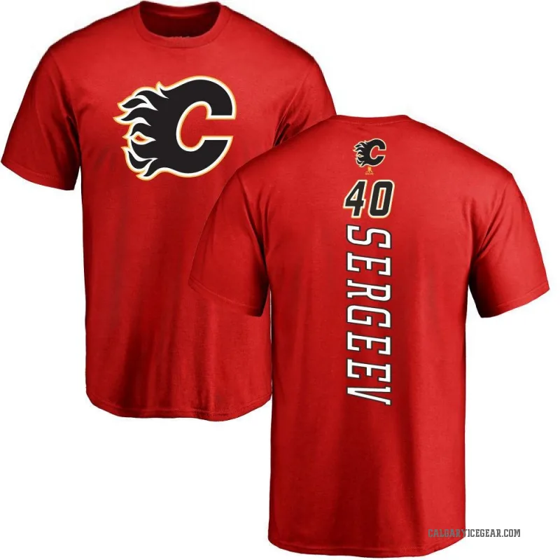Arsenii Sergeev Men's Red Calgary Flames Backer T-Shirt -