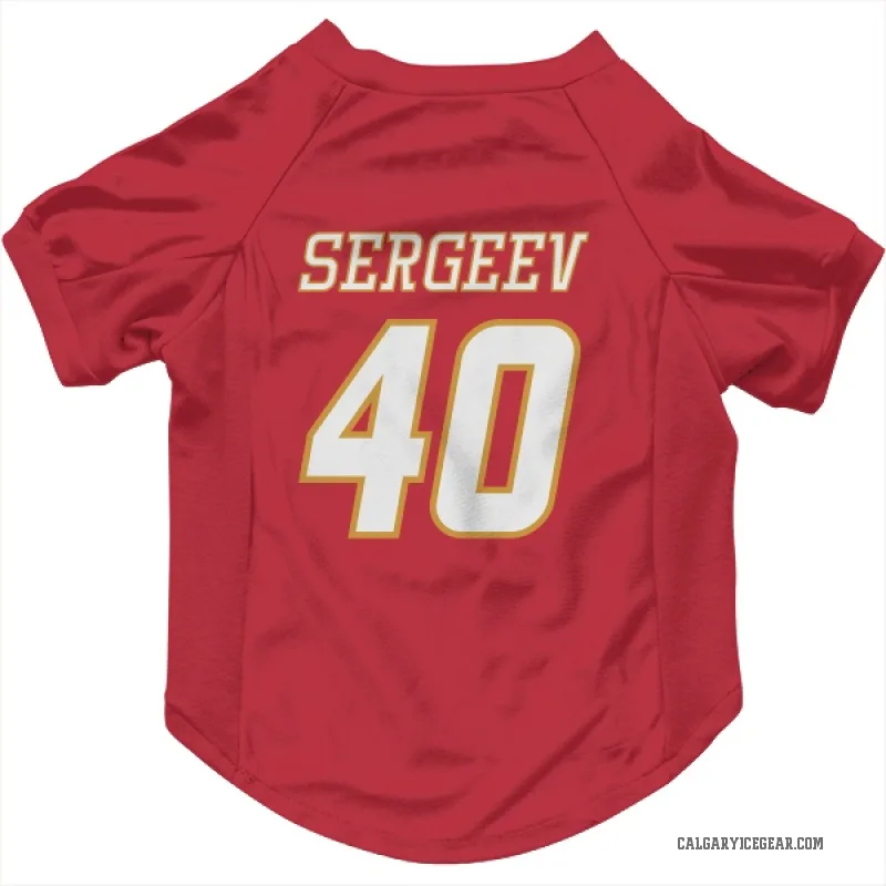 Arsenii Sergeev  White Calgary Flames   Red  Cat & Dog Pet Jersey