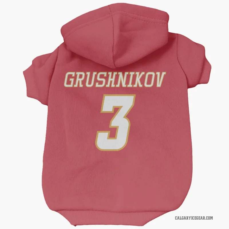 Artem Grushnikov  White Calgary Flames   Red  Cat & Dog Pet Hoodie
