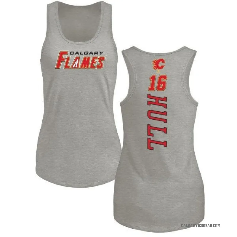 Brett Hull Women's Ash Calgary Flames Backer Tank Top -