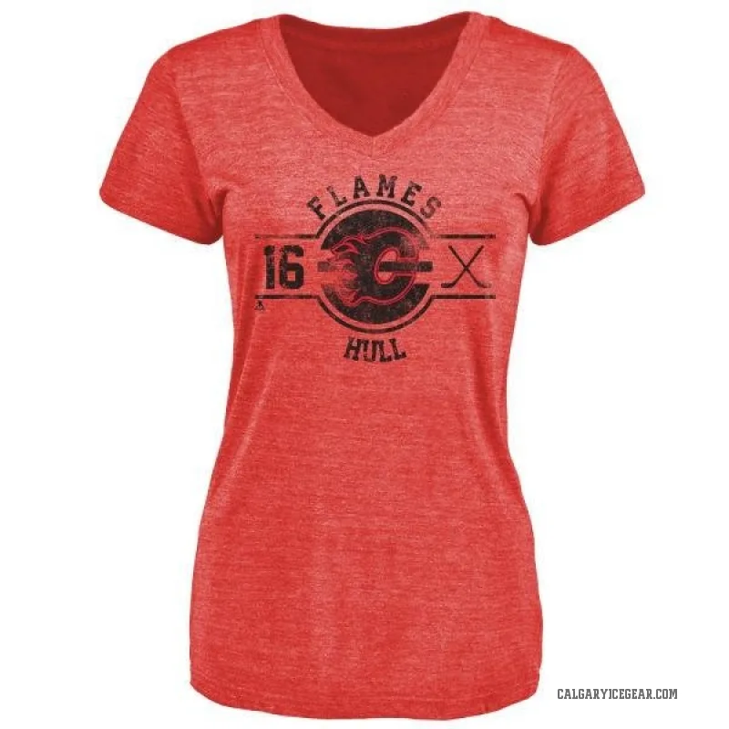 Brett Hull Women's Red Calgary Flames Insignia T-Shirt -