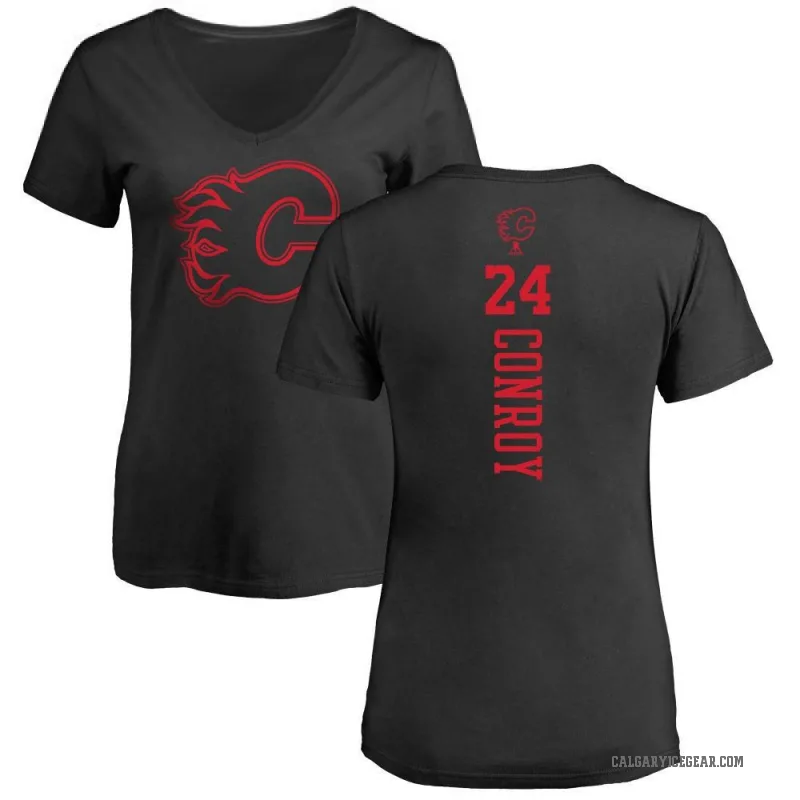 Craig Conroy Women's Black Calgary Flames One Color Backer T-Shirt -