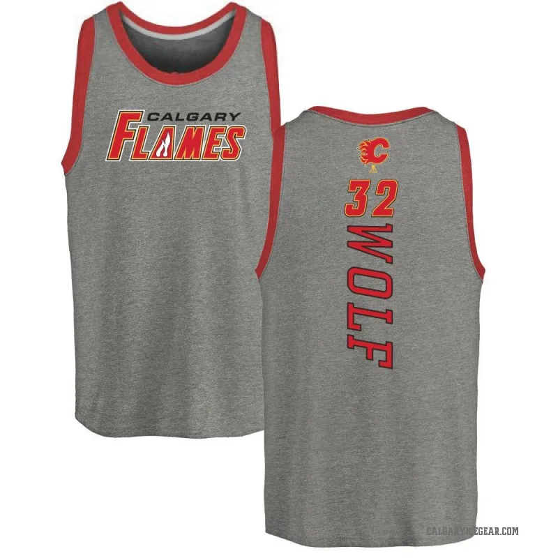 Dustin Wolf Men's Ash Calgary Flames Backer Tank Top -
