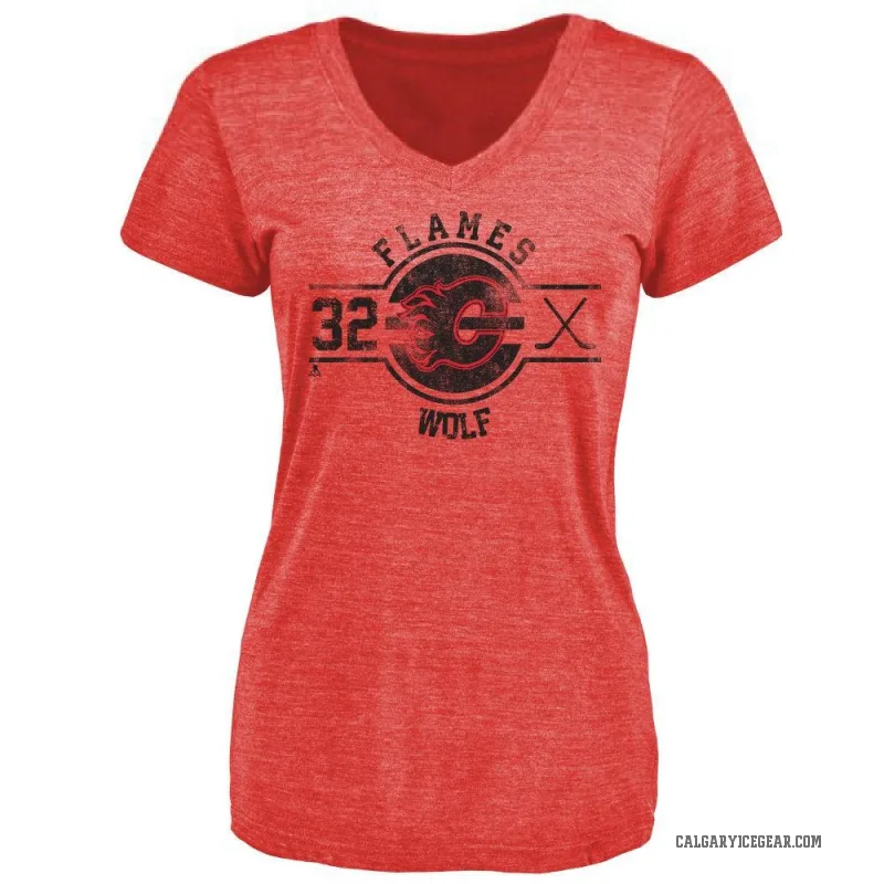 Dustin Wolf Women's Red Calgary Flames Insignia T-Shirt -