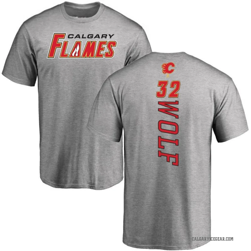 Dustin Wolf Youth Ash Calgary Flames Backer T-Shirt -