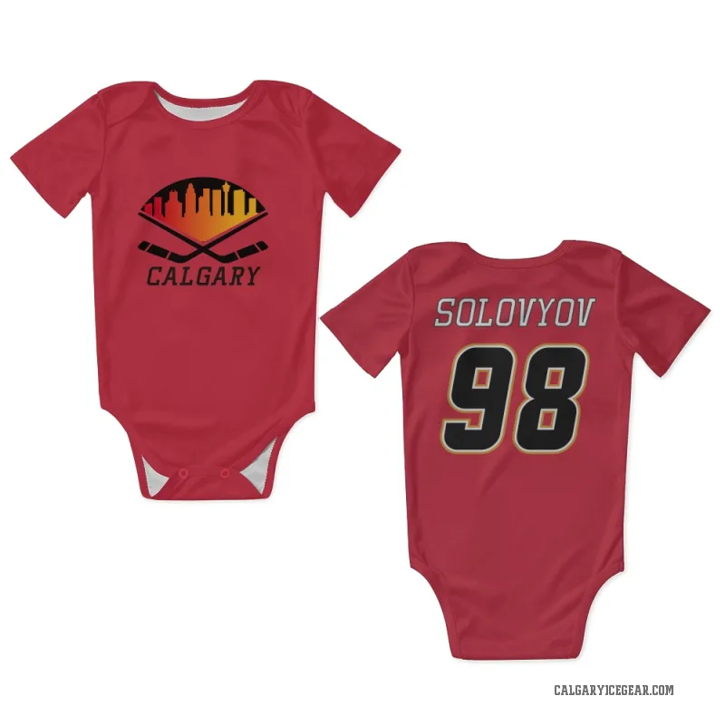 Ilya Solovyov  Black Calgary Flames   Red  Newborn & Infant Bodysuit