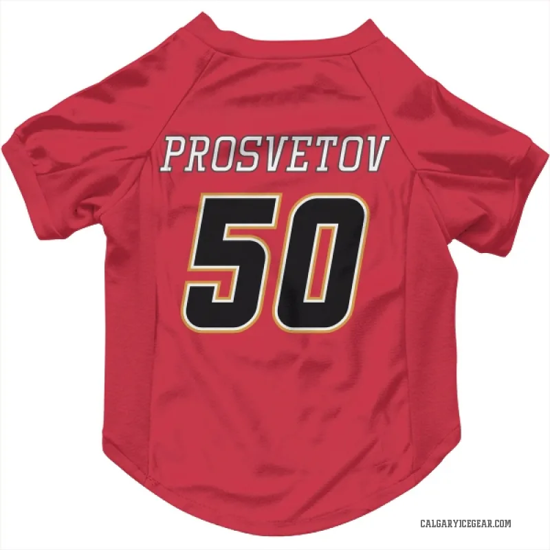 Ivan Prosvetov  Black Calgary Flames   Red  Cat & Dog Pet Jersey