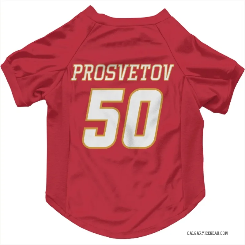 Ivan Prosvetov  White Calgary Flames   Red  Cat & Dog Pet Jersey