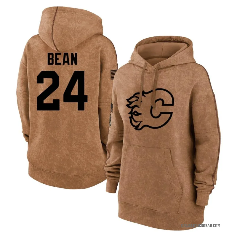 Jake Bean Women's Brown Calgary Flames 2023 Salute to Service Pullover Hoodie