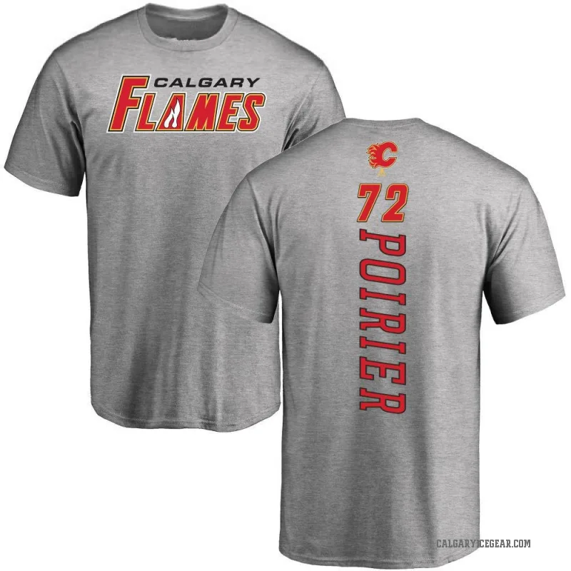 Jeremie Poirier Men's Ash Calgary Flames Backer T-Shirt -