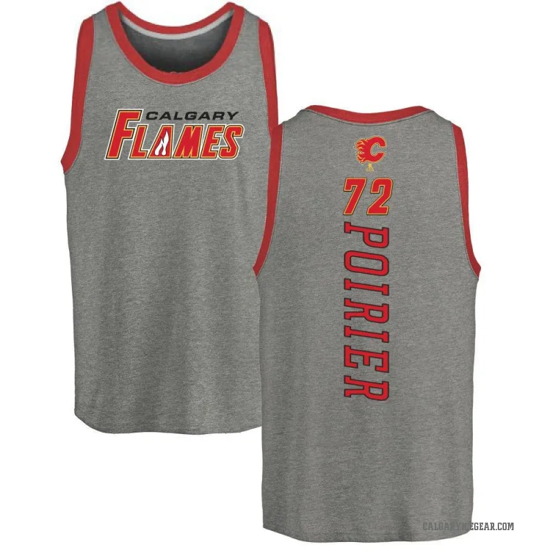 Jeremie Poirier Men's Ash Calgary Flames Backer Tank Top -