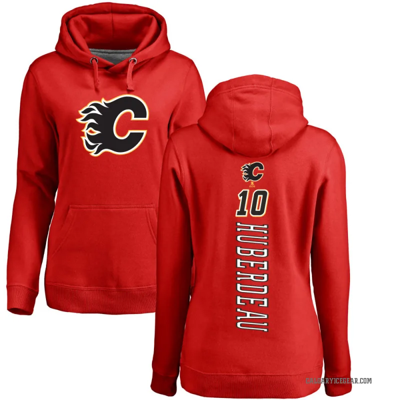 Jonathan Huberdeau Women's Red Calgary Flames Branded Backer Pullover Hoodie