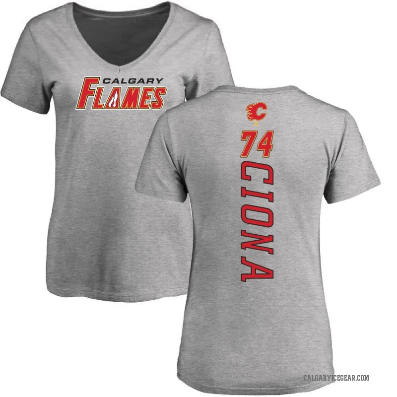 Lucas Ciona Women's Ash Calgary Flames Backer T-Shirt -