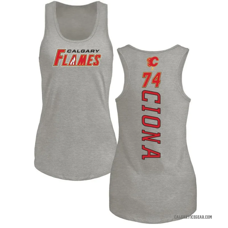Lucas Ciona Women's Ash Calgary Flames Backer Tank Top -