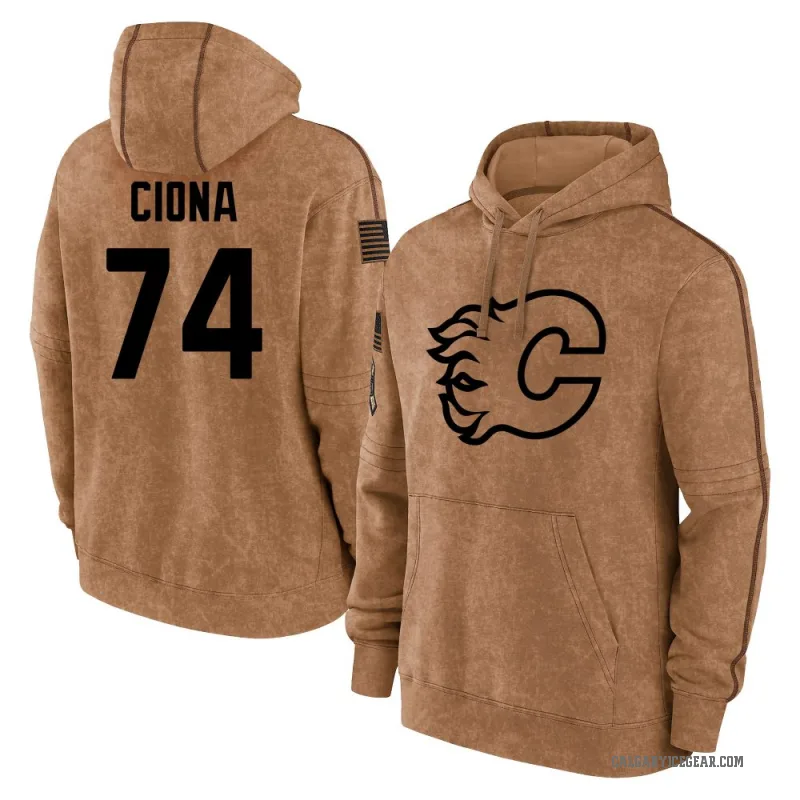 Lucas Ciona Youth Brown Calgary Flames 2023 Salute to Service Club Pullover Hoodie