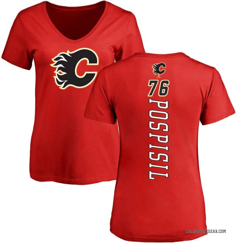 Martin Pospisil Women's Red Calgary Flames Backer T-Shirt -