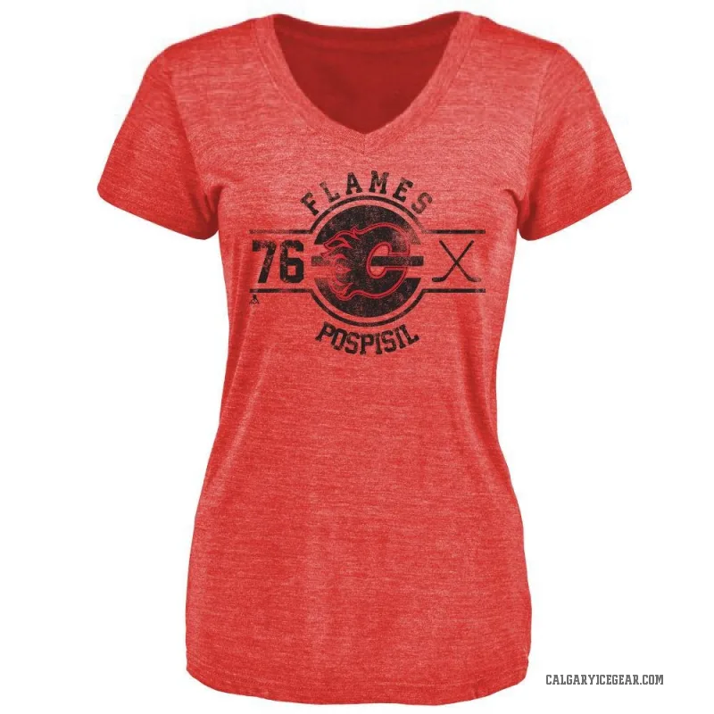 Martin Pospisil Women's Red Calgary Flames Insignia T-Shirt -