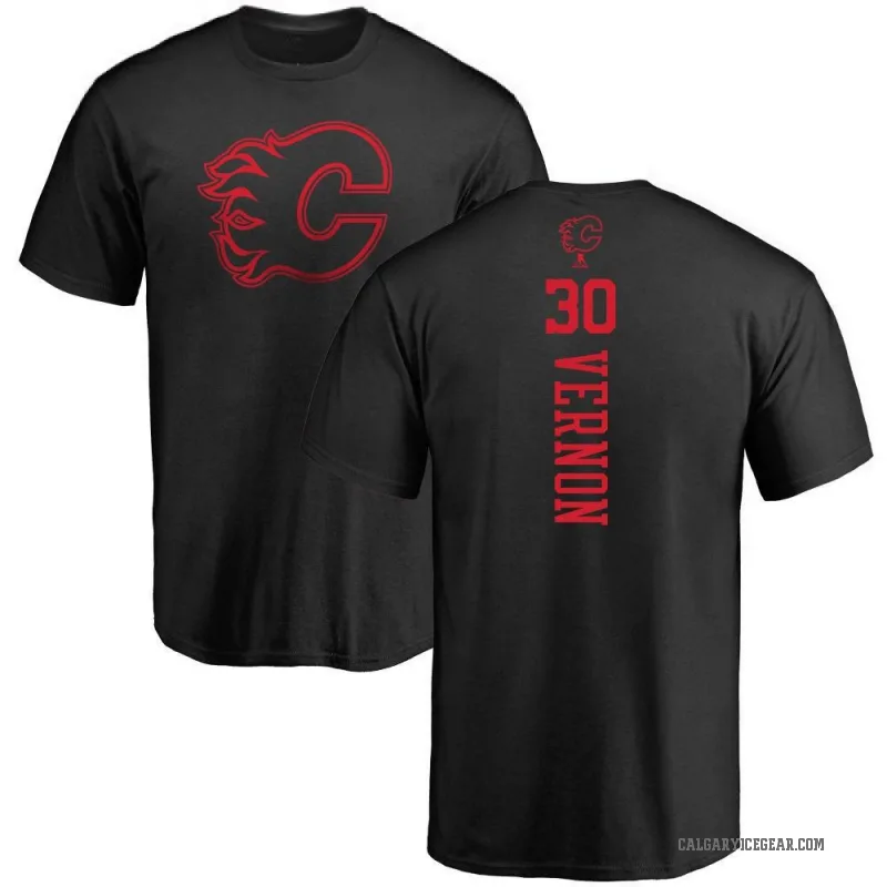 Mike Vernon Men's Black Calgary Flames One Color Backer T-Shirt -