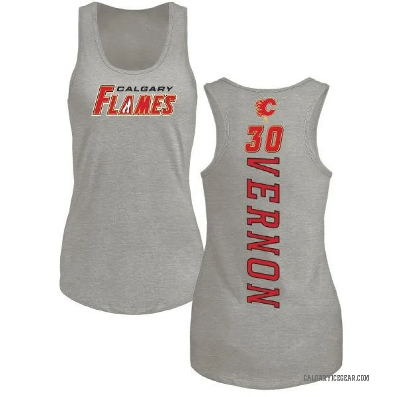 Mike Vernon Women's Ash Calgary Flames Backer Tank Top -