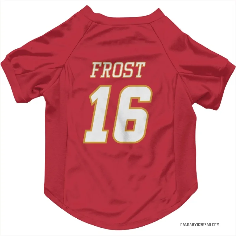Morgan Frost  White Calgary Flames   Red  Cat & Dog Pet Jersey