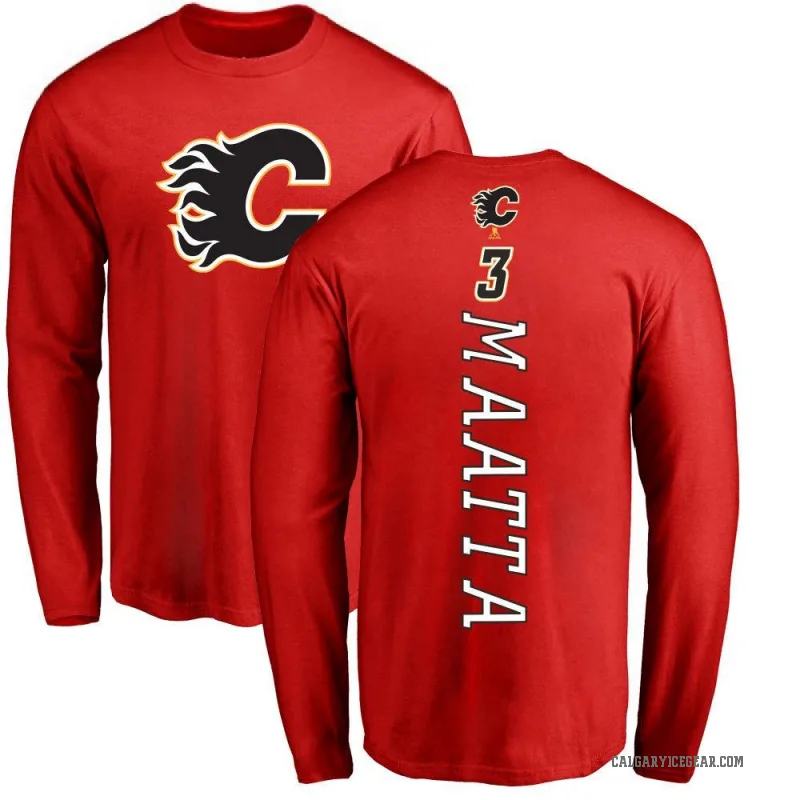 Olli Maatta Men's Red Calgary Flames Backer Long Sleeve T-Shirt -