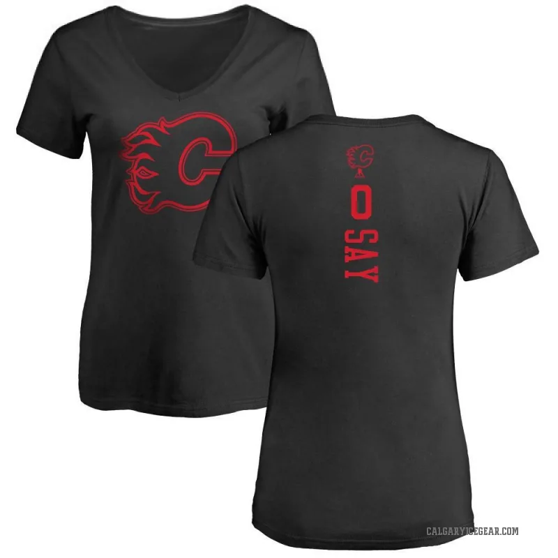 Owen Say Women's Black Calgary Flames One Color Backer T-Shirt -