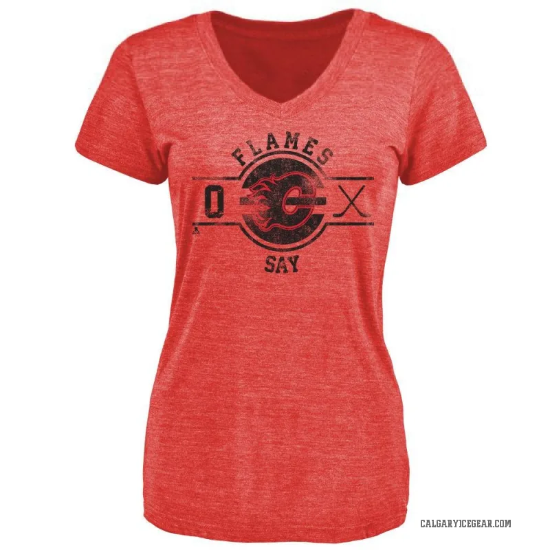 Owen Say Women's Red Calgary Flames Insignia T-Shirt -