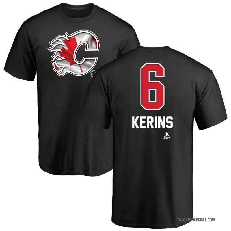 Rory Kerins Men's Black Calgary Flames Name and Number Banner Wave T-Shirt -