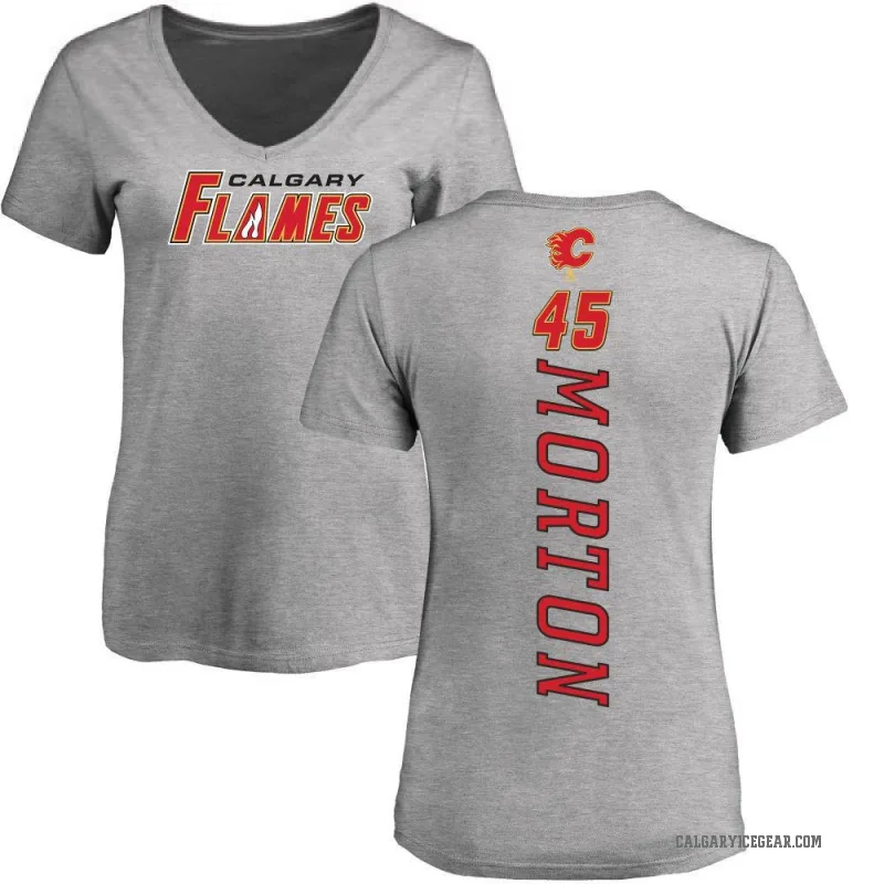 Sam Morton Women's Ash Calgary Flames Backer T-Shirt -