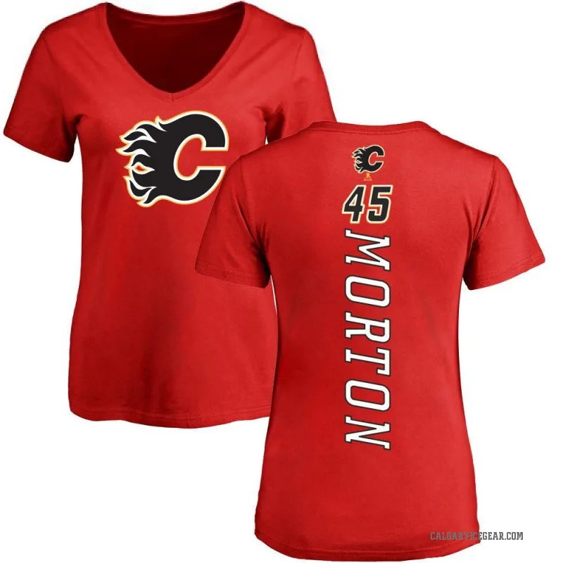 Sam Morton Women's Red Calgary Flames Backer T-Shirt -