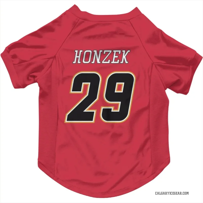 Samuel Honzek  Black Calgary Flames   Red  Cat & Dog Pet Jersey