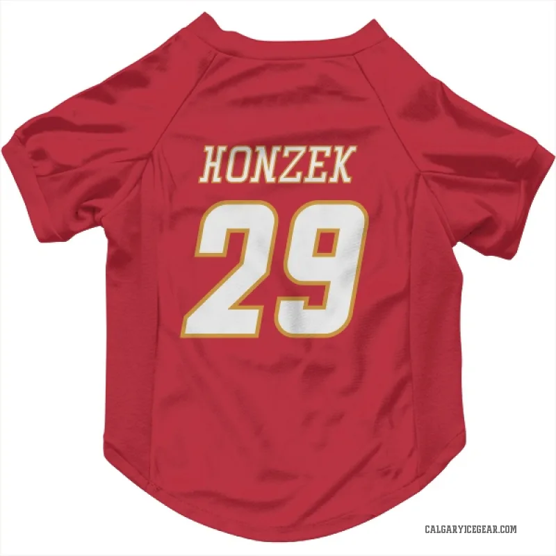 Samuel Honzek  White Calgary Flames   Red  Cat & Dog Pet Jersey