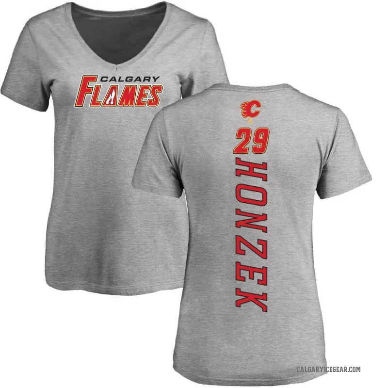 Samuel Honzek Women's Ash Calgary Flames Backer T-Shirt -