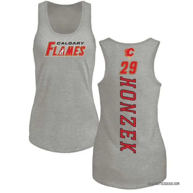 Samuel Honzek Women's Ash Calgary Flames Backer Tank Top -
