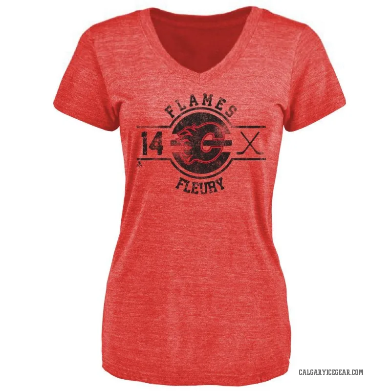 Theoren Fleury Women's Red Calgary Flames Insignia T-Shirt -