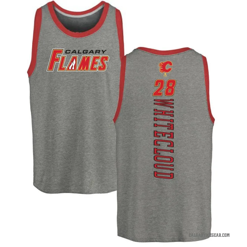 Zach Whitecloud Men's White Calgary Flames Backer Tank Top - Ash