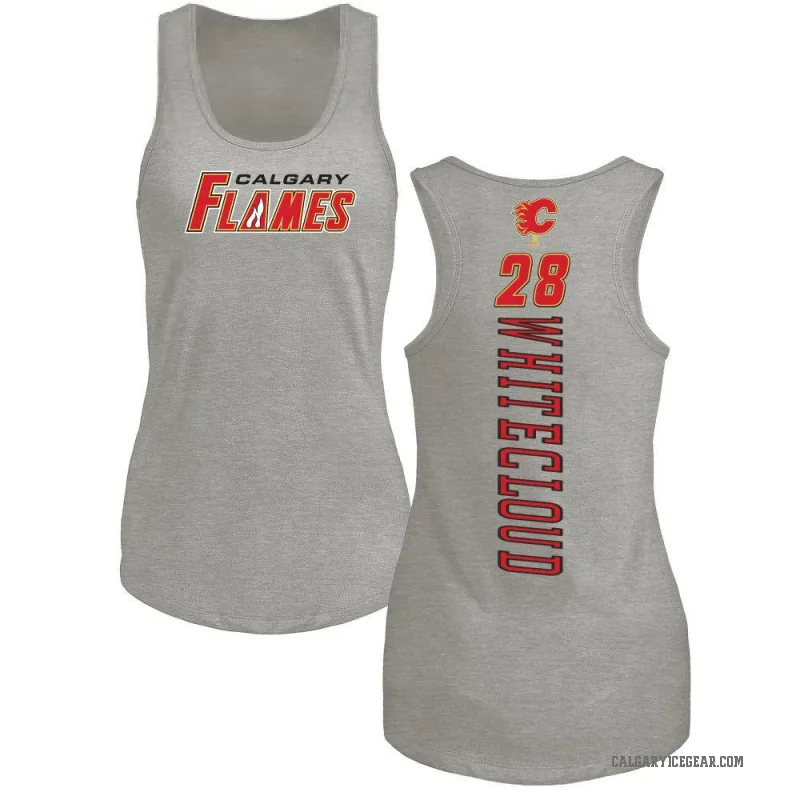 Zach Whitecloud Women's White Calgary Flames Backer Tank Top - Ash