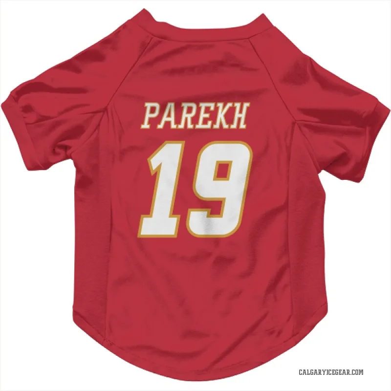 Zayne Parekh  White Calgary Flames   Red  Cat & Dog Pet Jersey