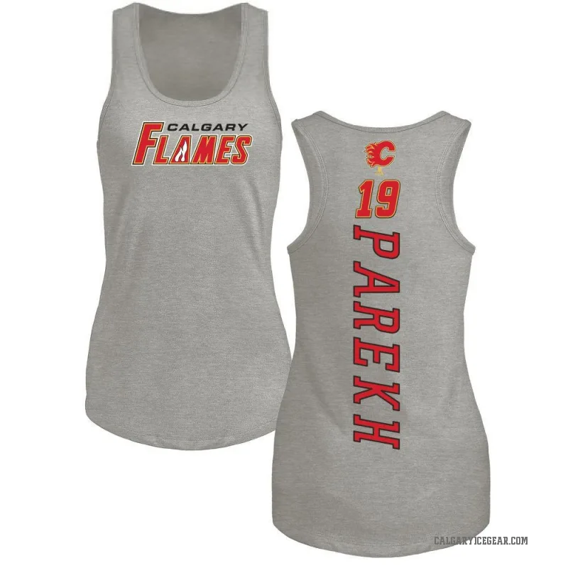 Zayne Parekh Women's Ash Calgary Flames Backer Tank Top -