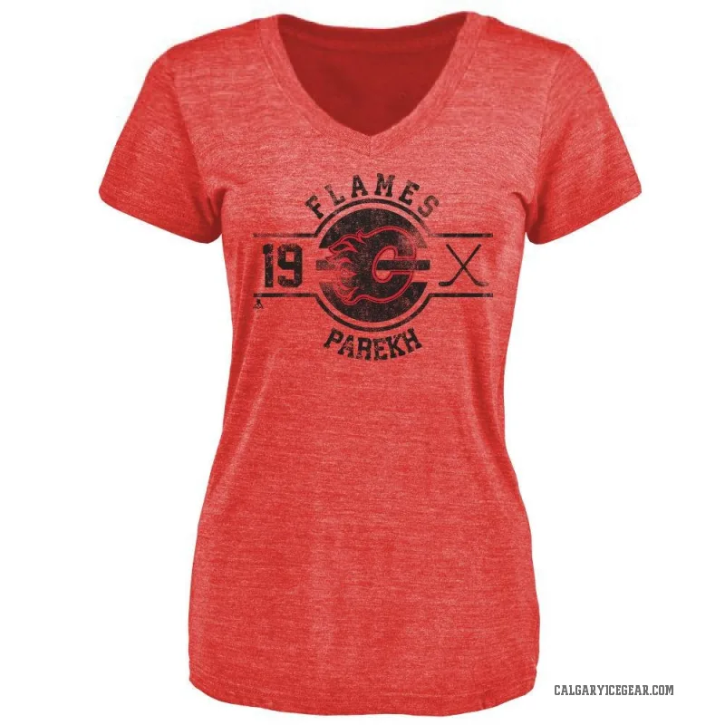 Zayne Parekh Women's Red Calgary Flames Insignia T-Shirt -