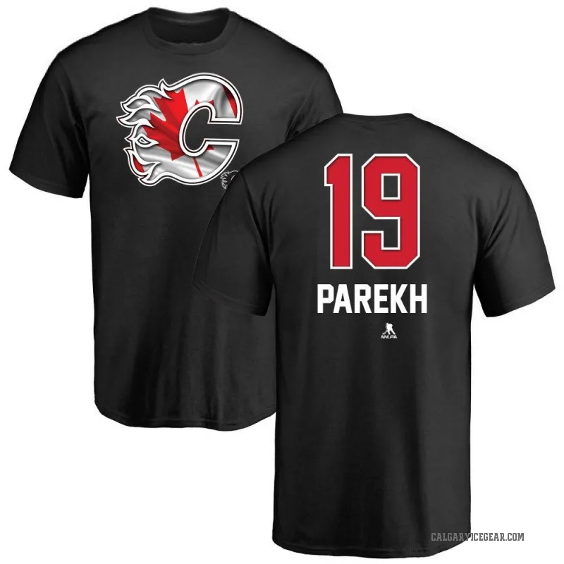 Zayne Parekh Youth Black Calgary Flames Name and Number Banner Wave T-Shirt -
